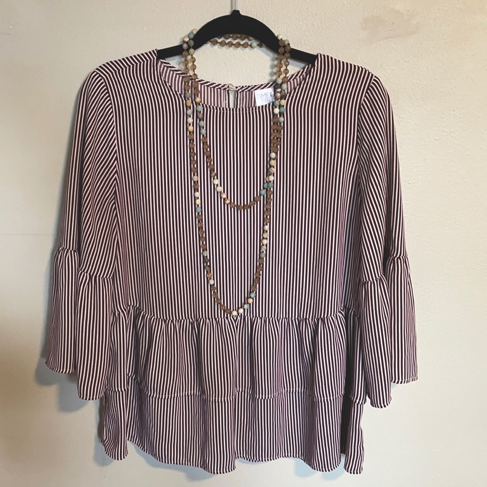 Striped maroon flowy blouse